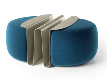 WAVE - Round pouf with integrated magazine rack by Natuzzi Italia - view 2